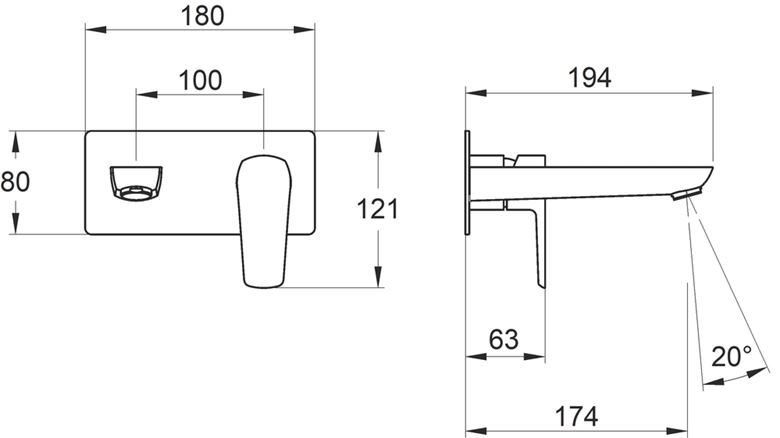 NOVASERVIS METALIA 58 umyvadlová/dřezová podomítková baterie, s tělesem, matná černá 58200,5 Technický nákres