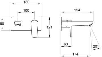 NOVASERVIS METALIA 58 umyvadlová/dřezová podomítková baterie, s tělesem, matná černá 58200,5 Technický nákres