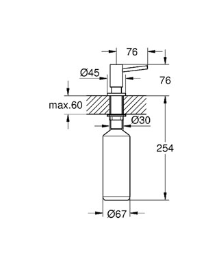 GROHE COSMOPOLITAN dávkovač tekutého mýdla, chrom 40535000 Technický nákres