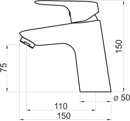 NOVASERVIS TITANIA PURE umyvadlová stojánková baterie, chrom 90301/1,0 Technický nákres