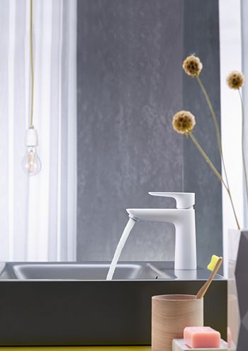 HANSGROHE TALIS E umyvadlová stojánková baterie, s odtokovou soupravou, EcoSmart, matná bílá 71710700 Obrázek - fotka