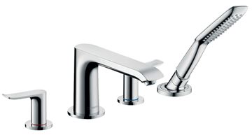 HANSGROHE METRIS baterie na okraj vany, 4-otvorová, se sprchovou soupravou, chrom