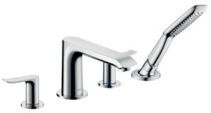 HANSGROHE METRIS baterie na okraj vany, 4-otvorová, se sprchovou soupravou, chrom