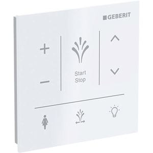 GEBERIT AQUACLEAN ovládací tlačítko splachování, pro elektronický bidet Sela, senzorové, napájení z baterie, sklo, bílá