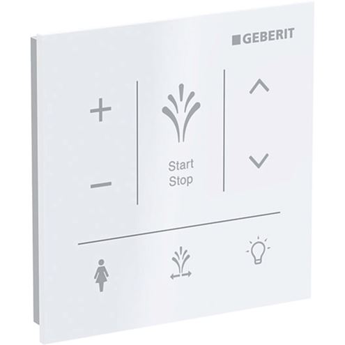 GEBERIT AQUACLEAN ovládací tlačítko splachování, pro elektronický bidet Sela, senzorové, napájení z baterie, sklo, bílá 147.041.SI.1 Obrázek - Hlavní obrázek