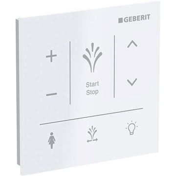 GEBERIT AQUACLEAN ovládací tlačítko splachování, pro elektronický bidet Sela, senzorové, napájení z baterie, sklo, bílá