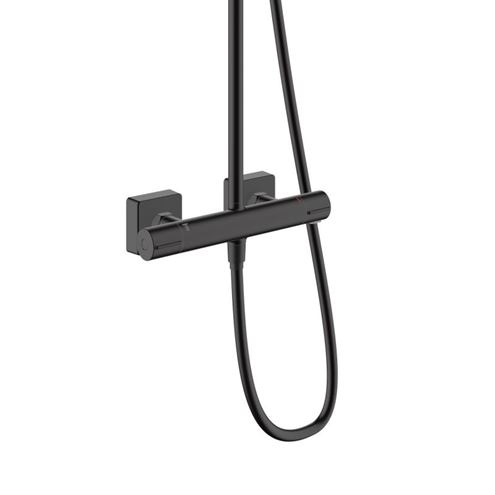 HANSGROHE VERNIS SHAPE SHOWERPIPE 230 sprchový set s termostatickou baterií, horní sprcha, ruční sprcha se 2 proudy, tyč, hadice, matná černá 26286670 Obrázek - fotka