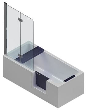GKI DUOSETRA vana 170x80 cm, s dvířky, se zástěnou a sedátkem, s odnímatelným panelem a rámem, akrylát