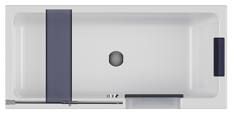 GKI DUOSETRA vana 170x80 cm, s dvířky, se zástěnou a sedátkem, s odnímatelným panelem a rámem, akrylát DUOSETRA Obrázek - fotka
