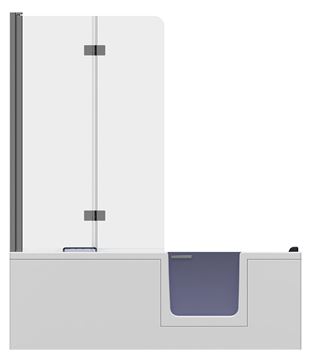 GKI DUOSETRA vana 170x80 cm, s dvířky, se zástěnou a sedátkem, s odnímatelným panelem a rámem, akrylát DUOSETRA Obrázek - fotka