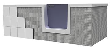 GKI DUOSETRF vana 170x80 cm, s dvířky, se zástěnou a sedátkem, s panelem pro obložení dlaždicemi, akrylát DUOSETRF Obrázek - fotka