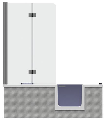 GKI DUOSETRF vana 170x80 cm, s dvířky, se zástěnou a sedátkem, s panelem pro obložení dlaždicemi, akrylát DUOSETRF Obrázek - fotka