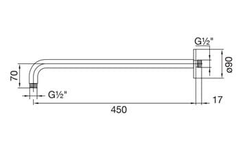 STEINBERG 100 sprchové rameno 450 mm, nástěnné, chrom 100 7910 Technický nákres
