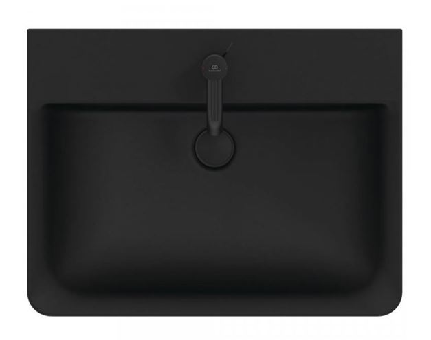 IDEAL STANDARD CONNECT AIR umyvadlo 60 cm, s otvorem pro baterii a přepadem, hedvábná černá E0298V3 Obrázek - fotka