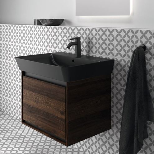 IDEAL STANDARD CONNECT AIR umyvadlo 60 cm, s otvorem pro baterii a přepadem, hedvábná černá E0298V3 Obrázek - fotka
