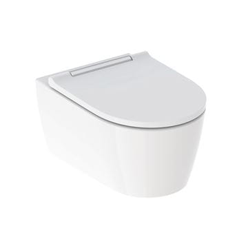 GEBERIT ONE závěsné WC se SoftClose sedátkem, TurboFlush splachování, KeraTect, matná bílá/lesklý chrom