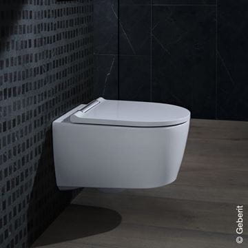 GEBERIT ONE závěsné WC se SoftClose sedátkem, TurboFlush splachování, KeraTect, matná bílá/lesklý chrom 500.202.01.1 Obrázek - fotka
