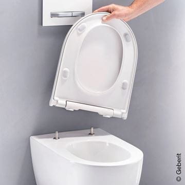 GEBERIT ONE závěsné WC se SoftClose sedátkem, TurboFlush splachování, KeraTect, matná bílá/lesklý chrom 500.202.01.1 Obrázek - fotka