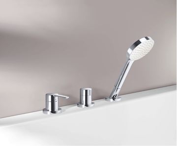 HANSA VANTIS STYLE baterie na okraj vany, 3-otvorová, s přepínačem, se sprchovou soupravou, chrom 54709007 Obrázek - fotka