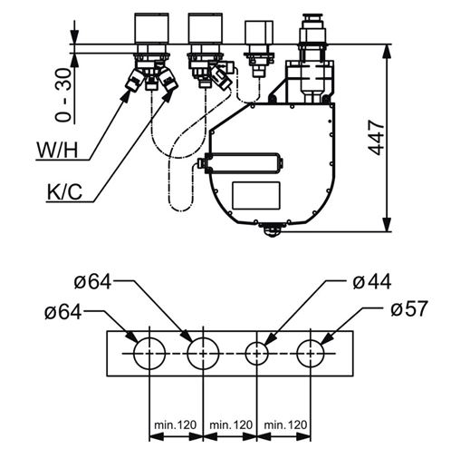 HANSA COMPACT montážní těleso DN20 53040300 Technický nákres