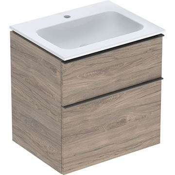 GEBERIT ICON skříňka s umyvadlem 60x48x63 cm, 2 zásuvky, KeraTect, ořech hickory
