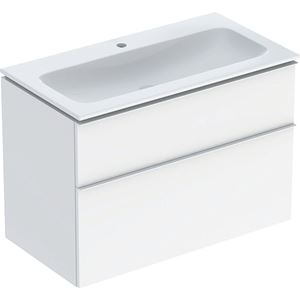 GEBERIT ICON skříňka s umyvadlem 90x48x63 cm, 2 zásuvky, KeraTect, lesklá bílá