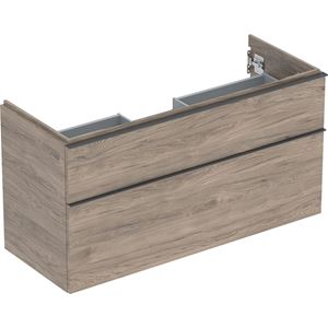 GEBERIT ICON skříňka pod umyvadlo 1184x476x615mm, závěsná, 2 zásuvky, úchytka matná láva, ořech hickory