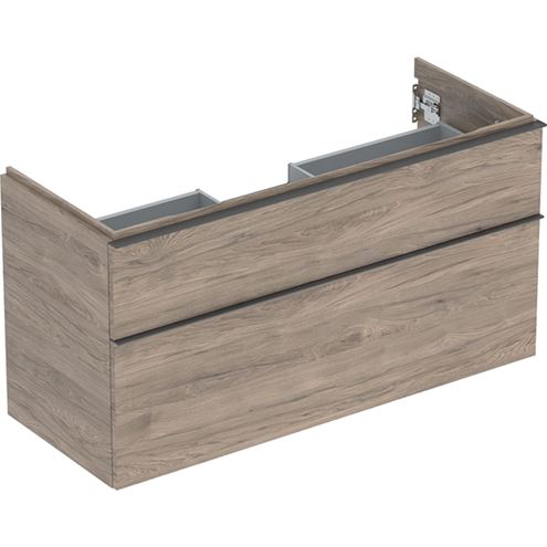 GEBERIT ICON skříňka pod umyvadlo 1184x476x615mm, závěsná, 2 zásuvky, úchytka matná láva, ořech hickory 502.306.JR.1 Obrázek - Hlavní obrázek