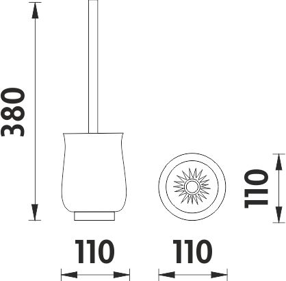 NIMCO LADA WC štětka, na postavení, keramika, bílá/staromosaz 1094LA-65 Technický nákres