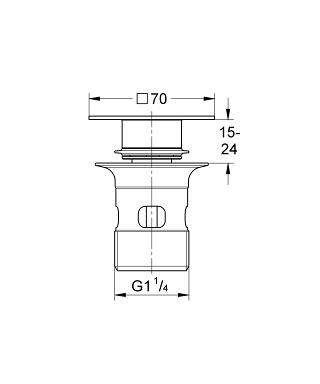 GROHE umyvadlová výpust, click-clack, s přepadem, chrom 40565000 Technický nákres