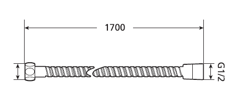 JIKA RIO sprchová hadice 1700 mm, Anti-twist, nerez H3621R00042701 Technický nákres