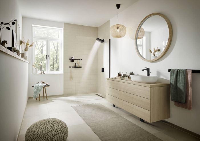 HANSGROHE 800 RAINDRAIN MATCH vrchní sada sprchového žlabu, s výškově stavitelným rámem, matná černá 56038670 Obrázek - fotka