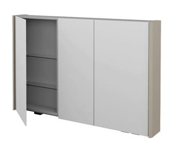 DŘEVOJAS ENZO GA3OE 120 zrcadlová skříňka 115,6x74,1x15,3 cm, osvětlení s regulací stmívání, s vypínačem a el. zásuvkou, lamino/MDF, vysoce lesklá béžová 59586 Obrázek - fotka