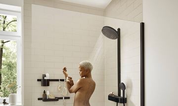 HANSGROHE PULSIFY S SHOWERPIPE 260 sprchový set s termostatickou baterií, horní sprcha, ruční sprcha se 3 proudy, tyč, hadice, EcoSmart, matná černá 24241670 Obrázek - fotka