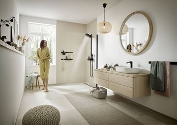 HANSGROHE PULSIFY S SHOWERPIPE 260 sprchový set s termostatickou baterií, horní sprcha, ruční sprcha se 3 proudy, tyč, hadice, EcoSmart, matná černá 24241670 Obrázek - fotka