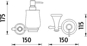 NIMCO LADA dávkovač tekutého mýdla 300 ml, nástěnný, keramika, staroměď/bílá LA 19031K-80 Technický nákres