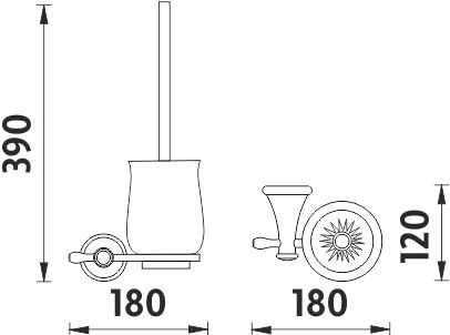 NIMCO LADA WC štětka, nástěnná, keramika, bílá/chrom LA 19094K-26 Technický nákres