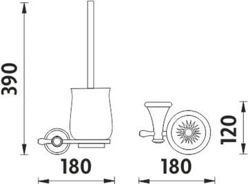 NIMCO LADA WC štětka, nástěnná, keramika, bílá/chrom LA 19094K-26 Technický nákres