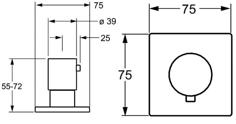 HANSA DESIGNO podomítkový uzavírací ventil, chrom 02289172 Technický nákres