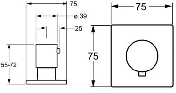HANSA DESIGNO podomítkový uzavírací ventil, chrom 02289172 Technický nákres