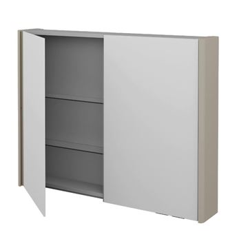 DŘEVOJAS ENZO GA2OE 100 zrcadlová skříňka 95,6x74,1x15,3 cm, osvětlení s regulací stmívání, s vypínačem a el. zásuvkou, lamino/MDF, vysoce lesklá béžová 59579 Obrázek - fotka