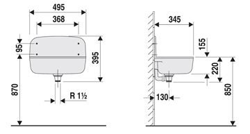 ALIAXIS SANIT výlevka 49,5 cm 60001010099 Technický nákres