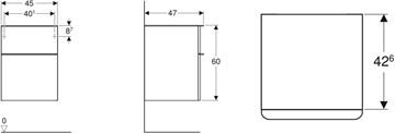 GEBERIT SMYLE SQUARE nízká skříňka 45x47x60 cm, 2 zásuvky, matná lávová 500.357.JK.1 Technický nákres