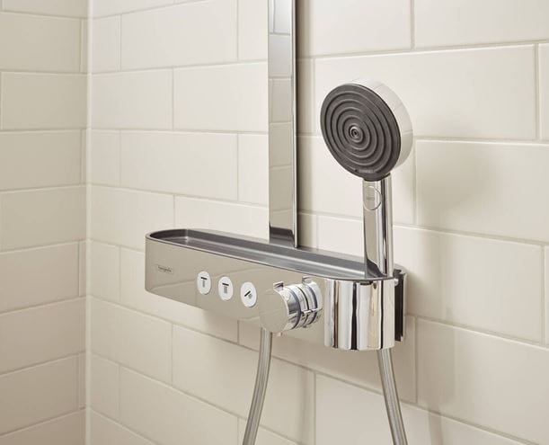 HANSGROHE PULSIFY S SHOWERPIPE 260 sprchový set s termostatickou baterií, horní sprcha, ruční sprcha se 3 proudy, tyč, hadice, EcoSmart, matná černá 24241670 Obrázek - fotka