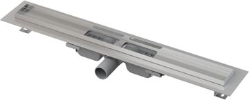 CONCEPT 100 LOW sprchový žlab 1150 mm, do prostoru i ke stěně, boční odtok DN 40, bez roštu, PP/nerez ocel
