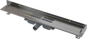 CONCEPT 100 WALL LOW sprchový žlab 650 mm, ke stěně, boční odtok DN 40, bez roštu, PP/nerez ocel