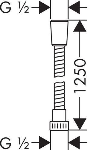 HANSGROHE METAFLEX sprchová hadice 1250 mm, s ochranou proti zlomení, plast, chrom 28262000 Technický nákres