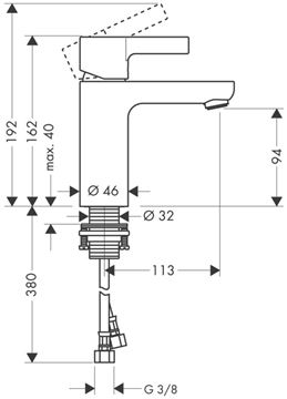 HANSGROHE METRIS S umyvadlová baterie, EcoSmart, chrom 31068000 Technický nákres
