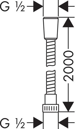 HANSGROHE METAFLEX sprchová hadice 2000 mm, s ochranou proti zlomení, plast, chrom 28264000 Technický nákres
