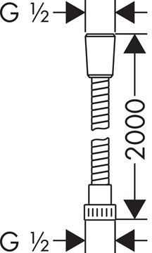 HANSGROHE METAFLEX sprchová hadice 2000 mm, s ochranou proti zlomení, plast, chrom 28264000 Technický nákres